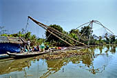 Along the Stung Sangker river, from Siem Reap to Battambang - fishing net of early Chinese design, with a counterweighted beam used for raising and lowering the net.